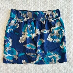 Ann Taylor LOFT blue abstract print silk mini skirt